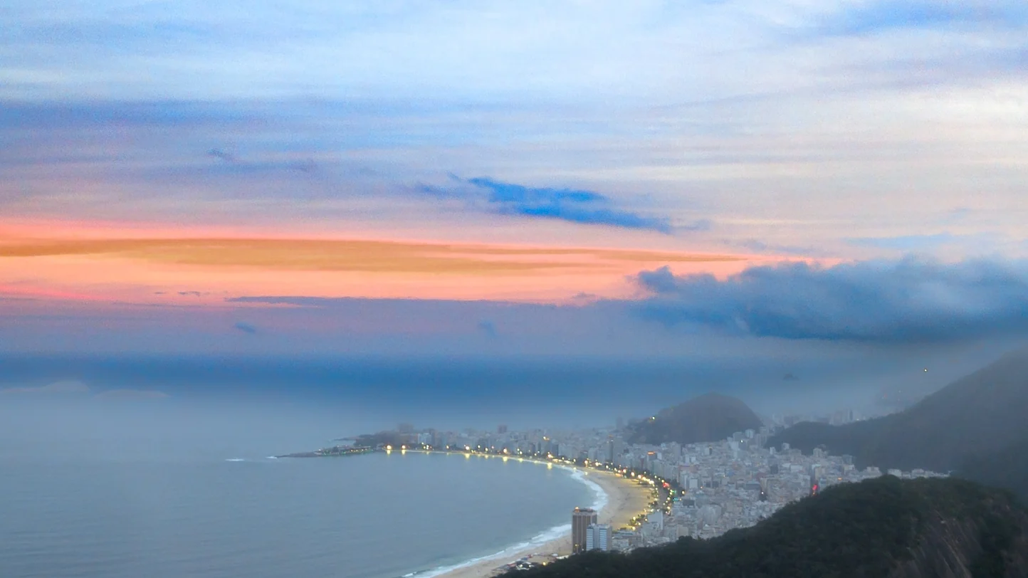 Rio de Janeiro's coastline and mountains at first light